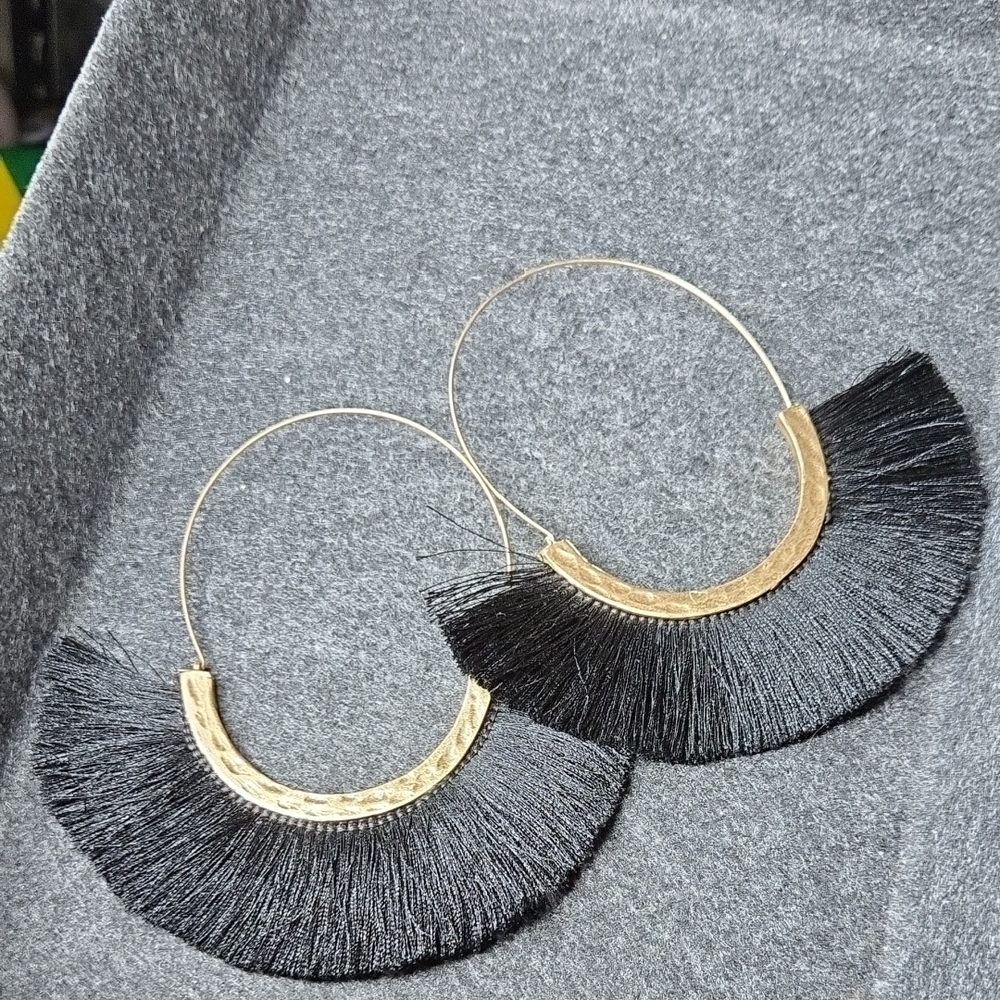 Black and Gold Hoop Earrings